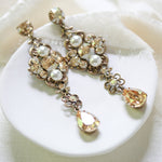 Antique gold crystal statement earrings - ASHLYN - Treasures by Agnes