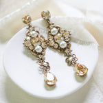 Antique gold crystal statement earrings - ASHLYN - Treasures by Agnes