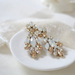 Antique gold crystal statement stud bridal earrings - MARISSA - Treasures by Agnes