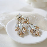 Antique gold crystal statement stud bridal earrings - MARISSA - Treasures by Agnes