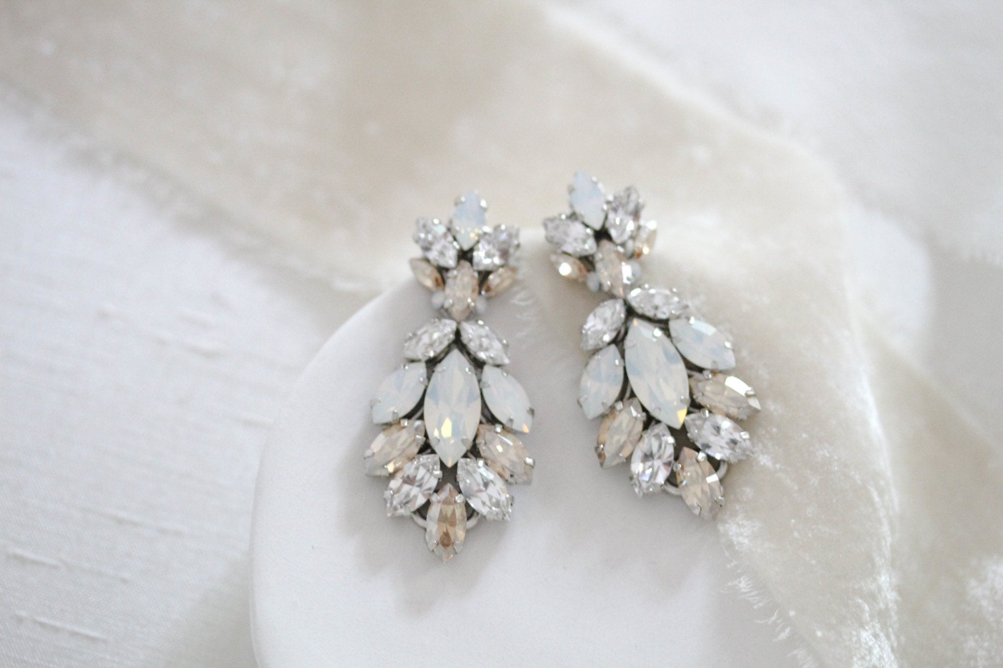 Antique gold crystal statement stud bridal earrings - MARISSA - Treasures by Agnes