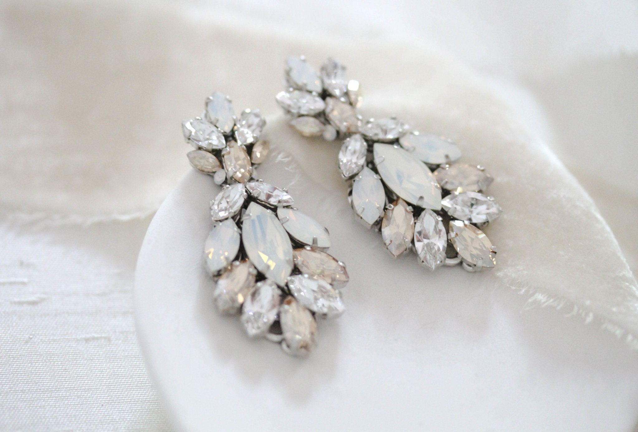 Antique gold crystal statement stud bridal earrings - MARISSA - Treasures by Agnes