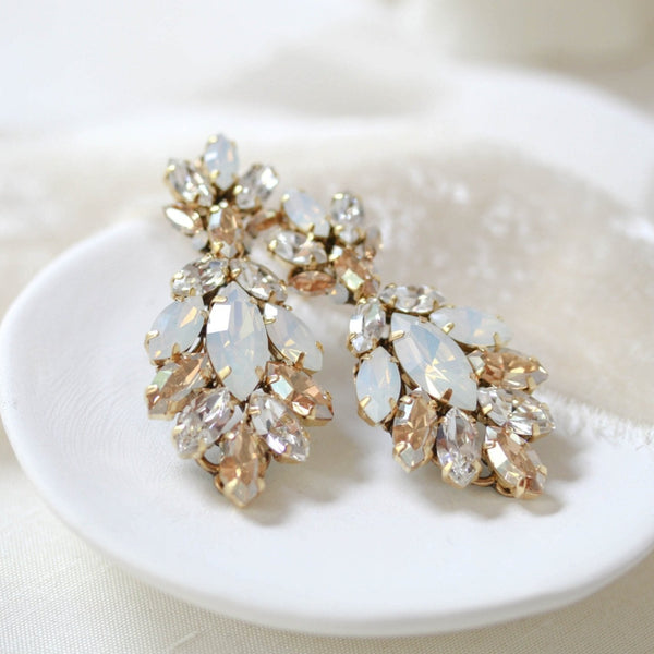 Antique gold crystal statement stud bridal earrings - MARISSA - Treasures by Agnes