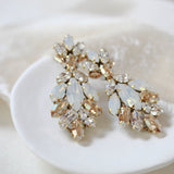 Antique gold crystal statement stud bridal earrings - MARISSA - Treasures by Agnes