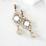 Antique gold crystal statement wedding earrings - JUSTINE - Treasures by Agnes