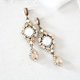Antique gold crystal statement wedding earrings - JUSTINE - Treasures by Agnes