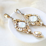 Antique gold crystal statement wedding earrings - JUSTINE - Treasures by Agnes