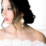 Antique gold crystal statement wedding earrings - JUSTINE - Treasures by Agnes