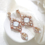 Antique gold crystal statement wedding earrings - JUSTINE - Treasures by Agnes
