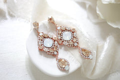 Antique gold crystal statement wedding earrings - JUSTINE - Treasures by Agnes