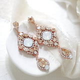 Antique gold crystal statement wedding earrings - JUSTINE - Treasures by Agnes