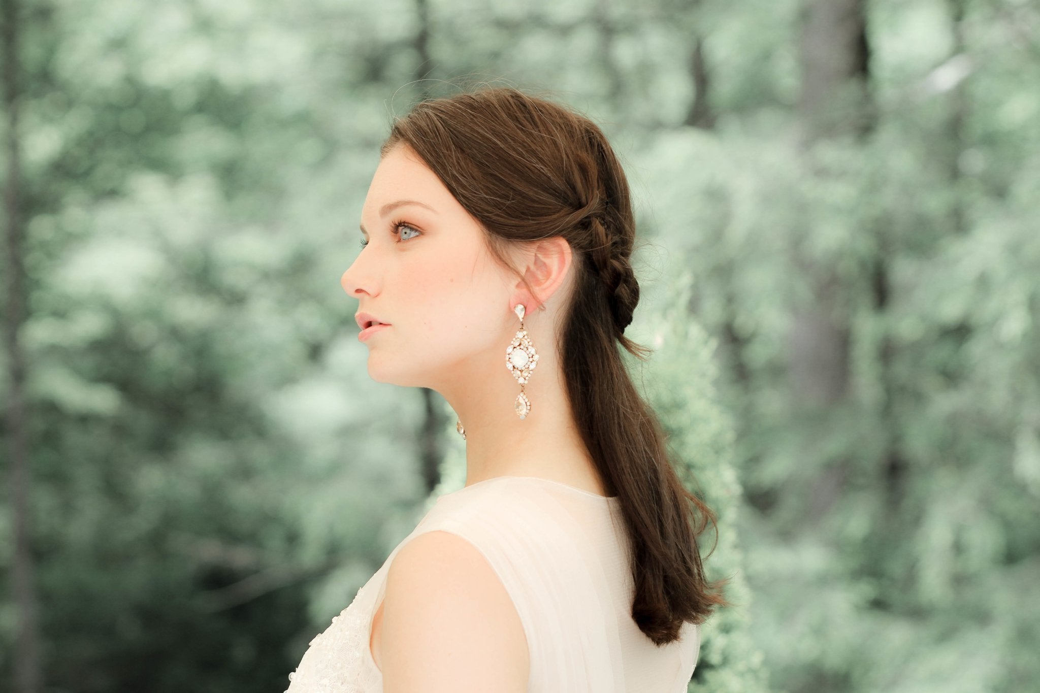 Antique gold crystal statement wedding earrings - JUSTINE - Treasures by Agnes