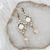 Antique gold crystal statement wedding earrings - JUSTINE - Treasures by Agnes