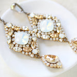 Antique gold crystal statement wedding earrings - JUSTINE - Treasures by Agnes