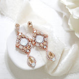 Antique gold crystal statement wedding earrings - JUSTINE - Treasures by Agnes
