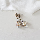 Antique gold crystal teardrop Bridal earrings - JULIA - Treasures by Agnes