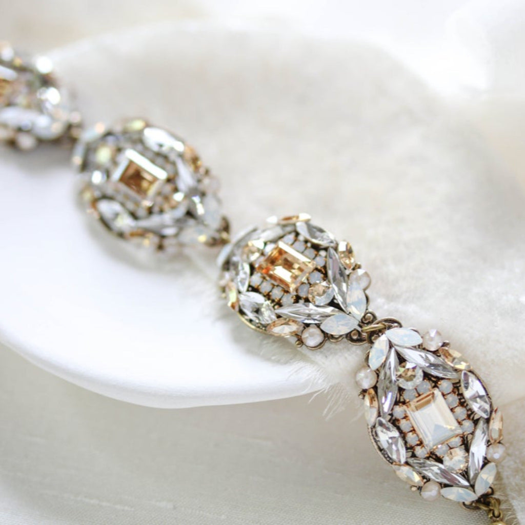 Antique gold crystal wedding bracelet - ELOISE - Treasures by Agnes
