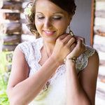 Antique gold filigree Bridal bracelet with Premium European crystals and pearls - Treasures by Agnes