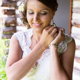 Antique gold filigree Bridal bracelet with Premium European crystals and pearls - Treasures by Agnes