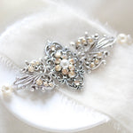 Antique gold filigree Bridal bracelet with Premium European crystals and pearls - Treasures by Agnes