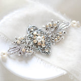 Antique gold filigree Bridal bracelet with Premium European crystals and pearls - Treasures by Agnes