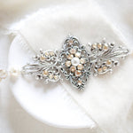 Antique gold filigree Bridal bracelet with Premium European crystals and pearls - Treasures by Agnes