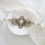 Antique gold filigree Bridal bracelet with Premium European crystals and pearls - Treasures by Agnes