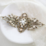 Antique gold filigree Bridal bracelet with Premium European crystals and pearls - Treasures by Agnes