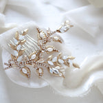 Antique gold Floral Bridal hair comb with Austrian crystals - SIERRA - Treasures by Agnes