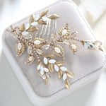 Antique gold Floral Bridal hair comb with Austrian crystals - SIERRA - Treasures by Agnes