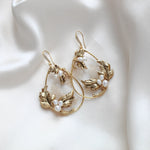 Antique gold floral hoop Bridal statement earrings - BROOKLYN - Treasures by Agnes