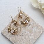Antique gold floral hoop Bridal statement earrings - BROOKLYN - Treasures by Agnes