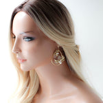 Antique gold floral hoop Bridal statement earrings - BROOKLYN - Treasures by Agnes