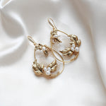 Antique gold floral hoop Bridal statement earrings - BROOKLYN - Treasures by Agnes