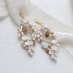 Antique gold Floral statement Wedding earrings - ARIEL - Treasures by Agnes