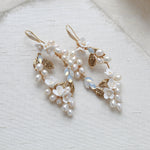 Antique gold Floral statement Wedding earrings - ARIEL - Treasures by Agnes