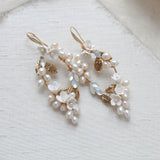 Antique gold Floral statement Wedding earrings - ARIEL - Treasures by Agnes