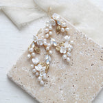 Antique gold Floral statement Wedding earrings - ARIEL - Treasures by Agnes