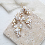 Antique gold Floral statement Wedding earrings - ARIEL - Treasures by Agnes