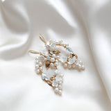 Antique gold Floral statement Wedding earrings - ARIEL - Treasures by Agnes