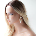 Antique gold Floral statement Wedding earrings - ARIEL - Treasures by Agnes