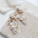 Antique gold Floral statement Wedding earrings - ARIEL - Treasures by Agnes