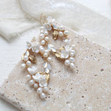 Antique gold Floral statement Wedding earrings - ARIEL - Treasures by Agnes
