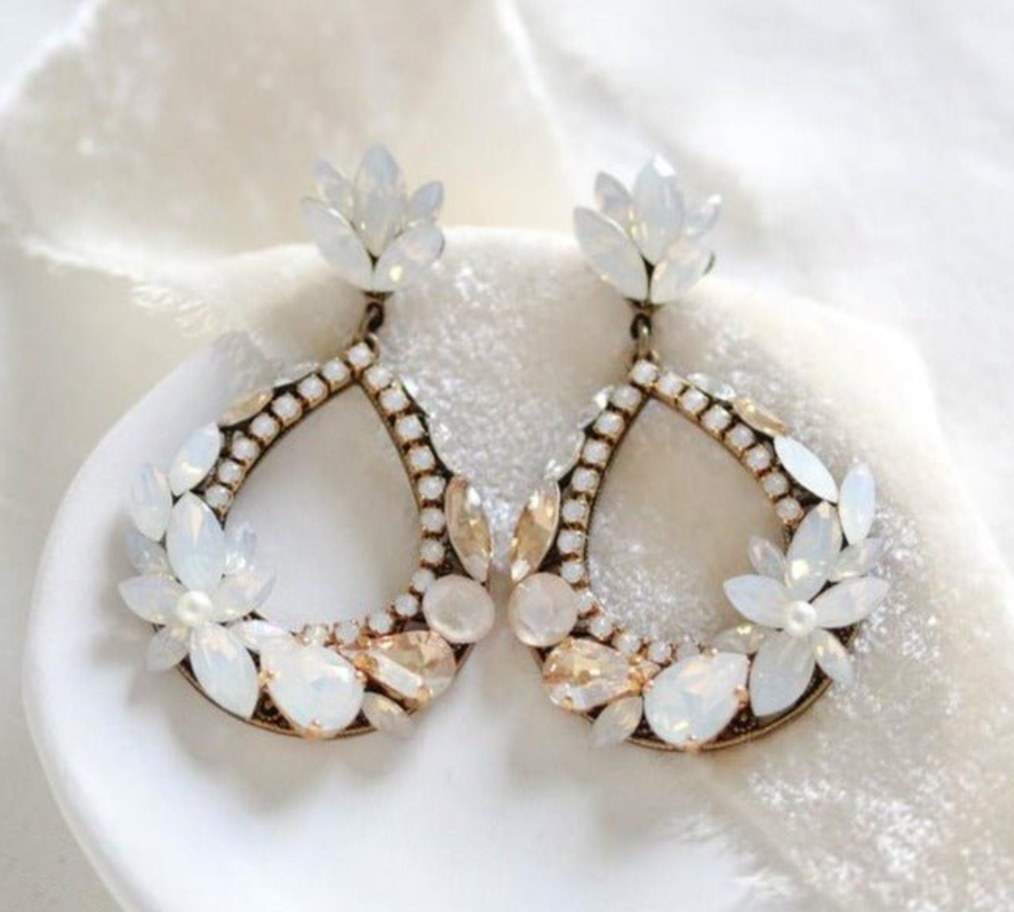 Antique gold hoop chandelier earrings for bride - BRYNN - Treasures by Agnes