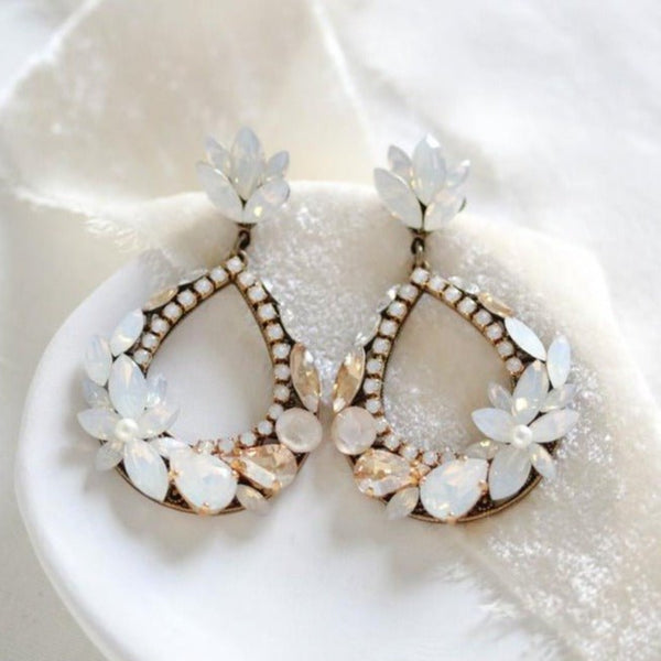 Antique gold hoop chandelier earrings for bride - BRYNN - Treasures by Agnes