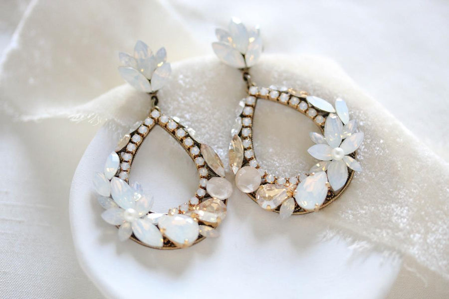 Antique gold hoop chandelier earrings for bride - BRYNN - Treasures by Agnes