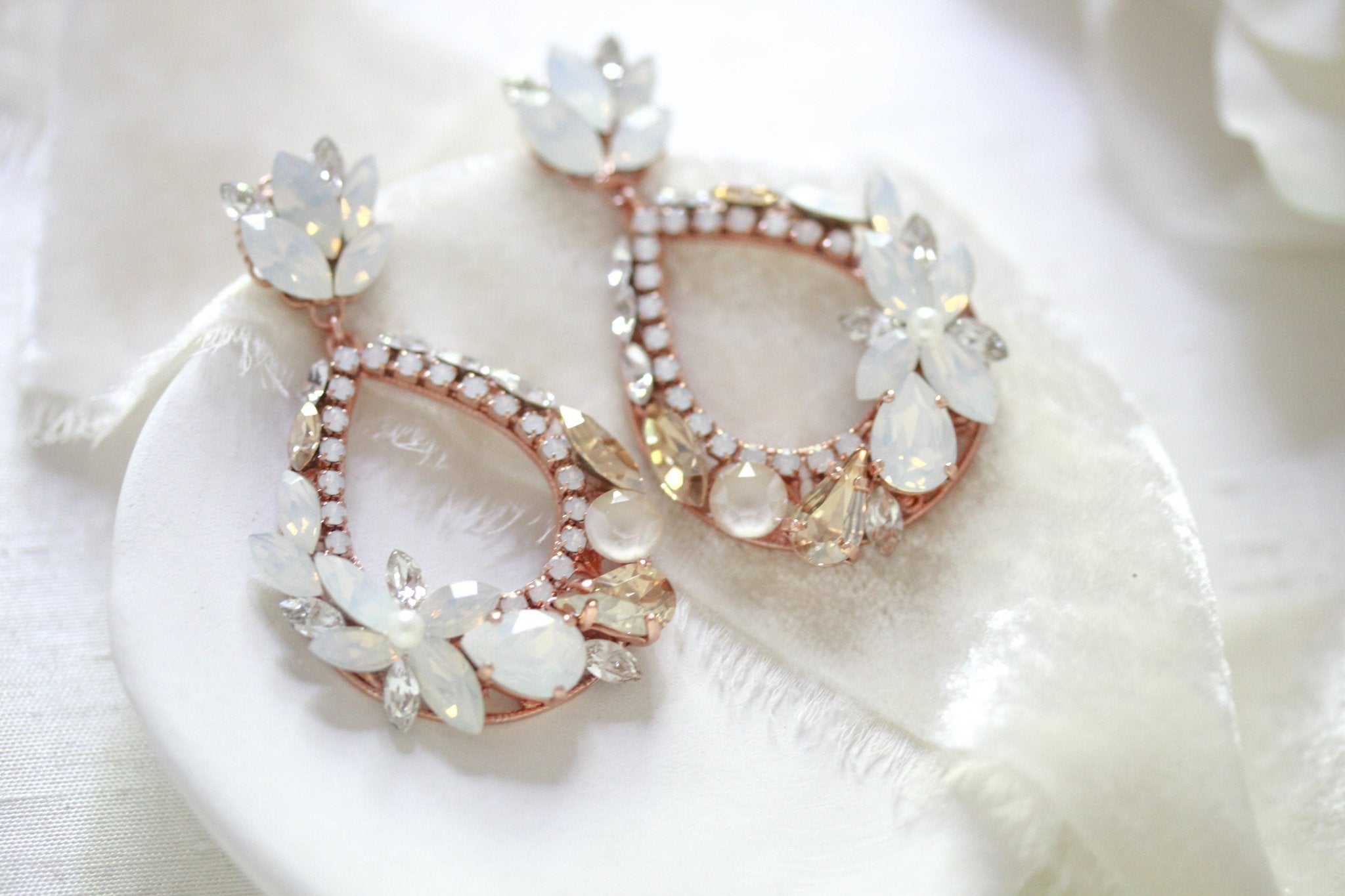 Antique gold hoop chandelier earrings for bride - BRYNN - Treasures by Agnes