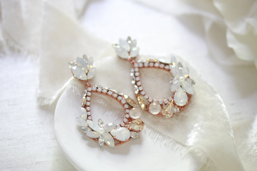 Antique gold hoop chandelier earrings for bride - BRYNN - Treasures by Agnes