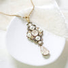 Antique gold Ivory cream Crystal Bridal necklace - ASHLYN - Treasures by Agnes