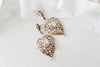 Antique Gold Leaf Style Bridal earrings with Golden Premium European crystals - AMBER - Treasures by Agnes